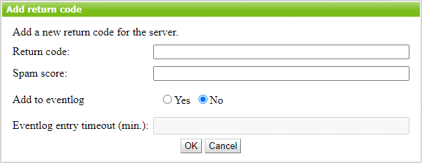 Figure 7. Adding return code window