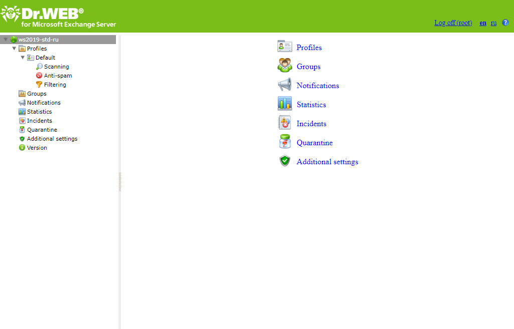 Figure 1. Dr.Web Administrator Web Console